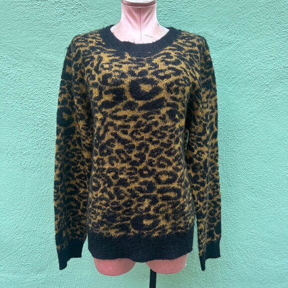 Straight to Hell Riley Leopard Animal Pullover Sweater Women Long Sleeve M - Picture 2 of 9